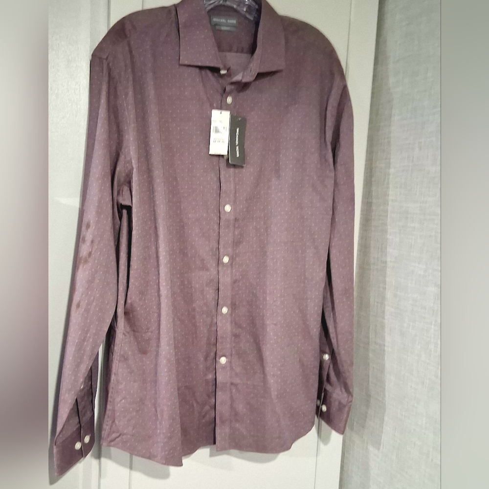 MICHAEL KORS Men's Dress Shirt 17 34-35 XL Slim-Fit Button L/S BRAND-NEW w/tags